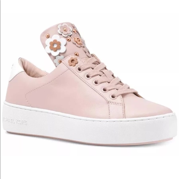 michael kors allie floral appliqué leather sneaker